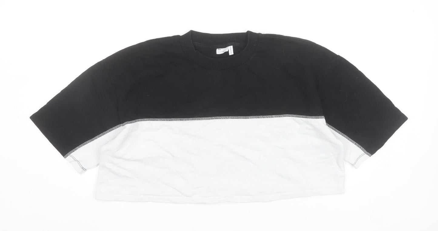 ASOS Women’s Black White Colourblock Cropped T-Shirt UK 16