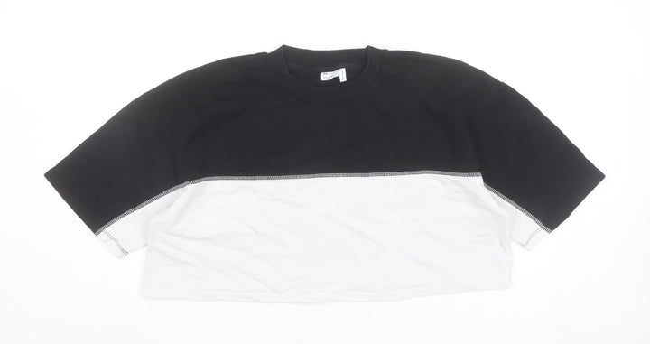 ASOS Women’s Black White Colourblock Cropped T-Shirt UK 16