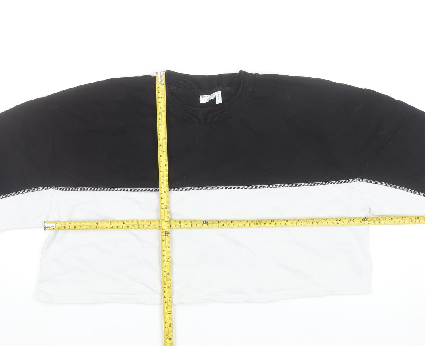 ASOS Women’s Black White Colourblock Cropped T-Shirt UK 16