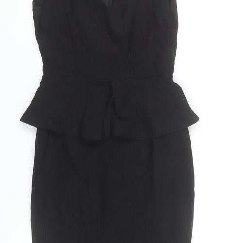 Vesper Women's Black Size 8 Peplum Pencil Dress Sleeveless Knee Length