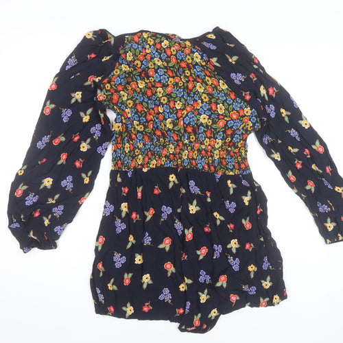 ASOS Womens Multicoloured Floral Long Sleeve Playsuit UK 18