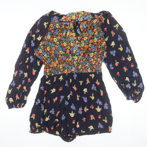 ASOS Womens Multicoloured Floral Long Sleeve Playsuit UK 18