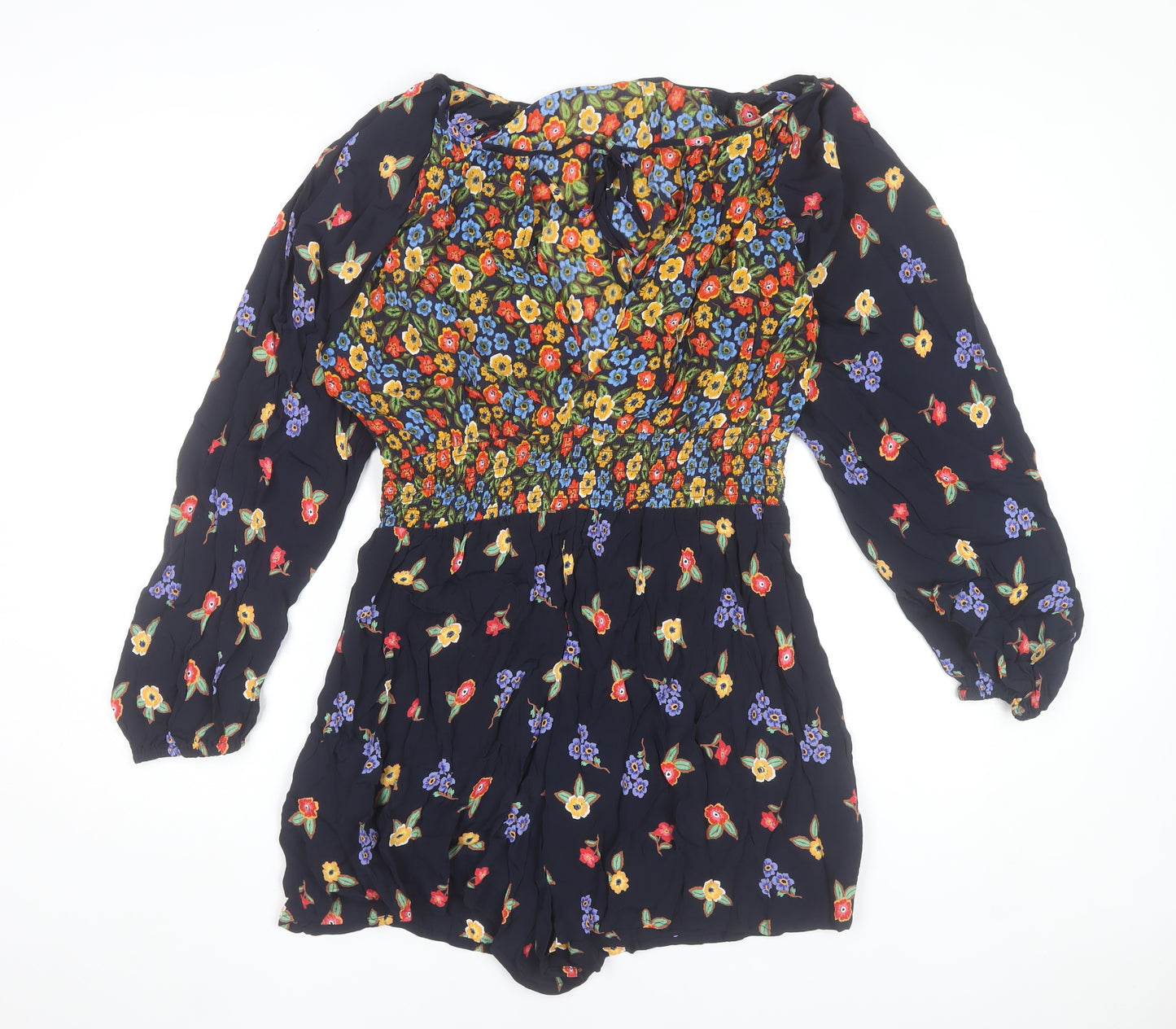ASOS Womens Multicoloured Floral Long Sleeve Playsuit UK 18