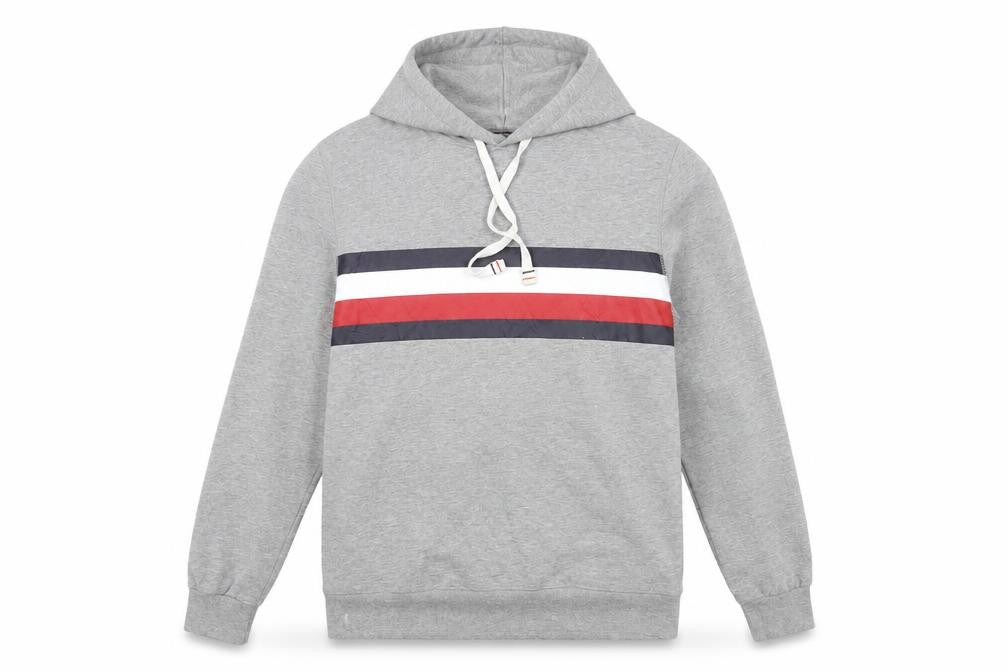 Front view of Tommy Hilfiger Men’s Grey Hoodie Pullover Medium Regular Fit