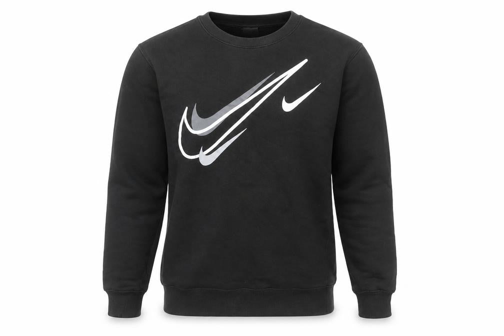 Front view of Nike Men's Black Small Pullover Sweatshirt Logo Graphic Print