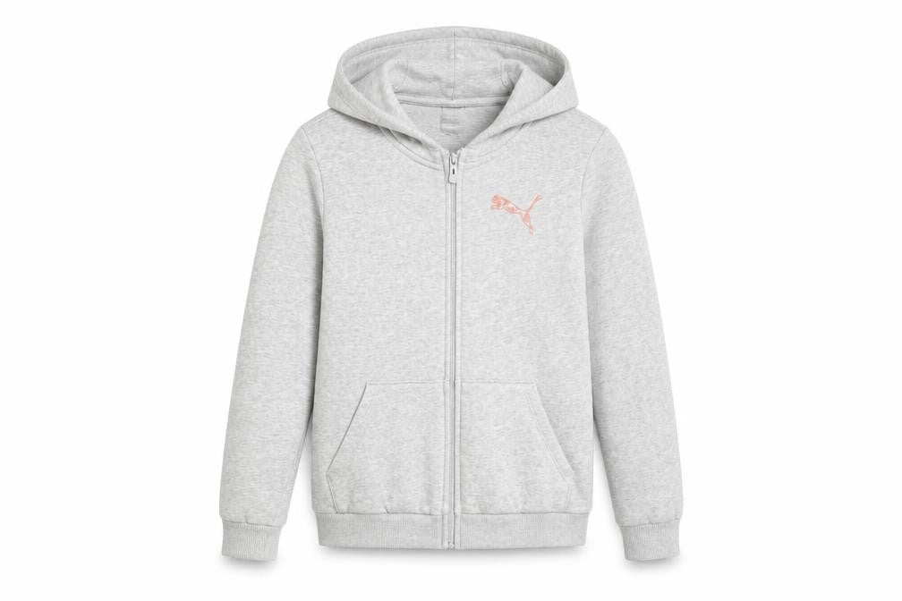 Puma Boys Grey Full Zip Hoodie 11-12 Years Regular Fit Casual Sportswear