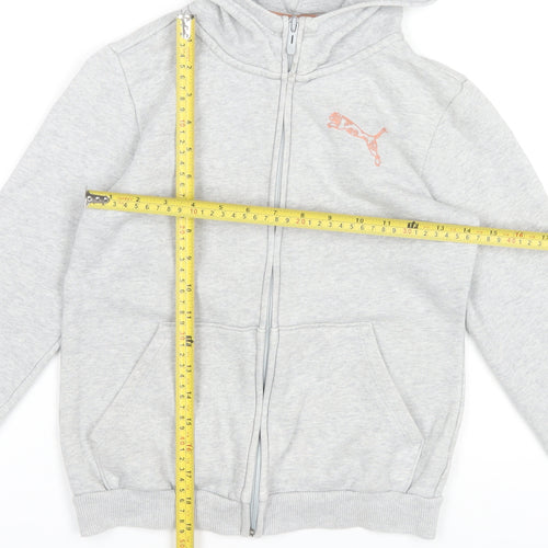 Puma Boys Grey Full Zip Hoodie 11-12 Years Regular Fit Casual Sportswear