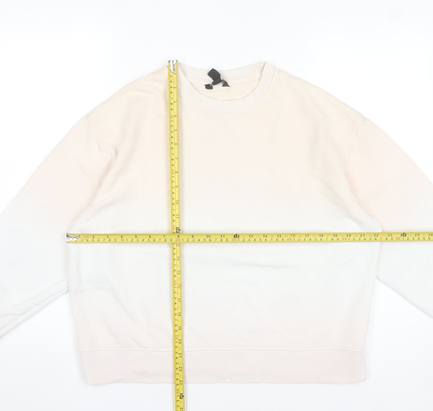 New Look Women’s Ivory Pullover Sweatshirt Size S Cotton Blend