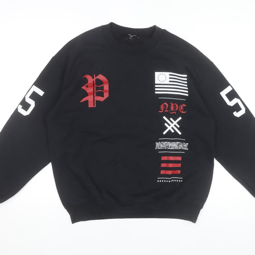 New Look Men Black Graphic NYC 1984 Sweatshirt Medium Pullover