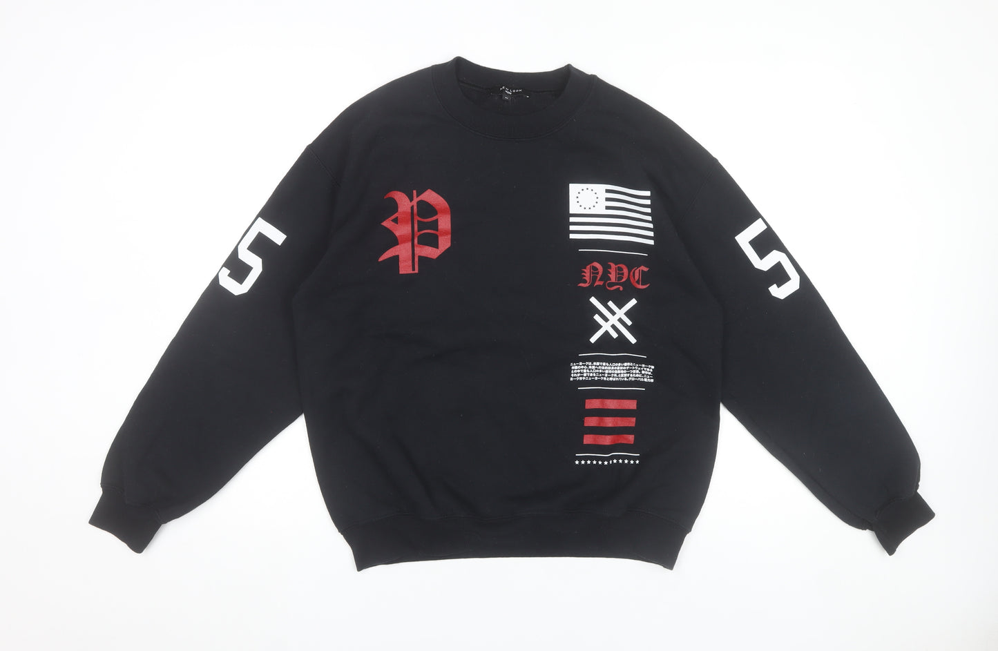 New Look Men Black Graphic NYC 1984 Sweatshirt Medium Pullover