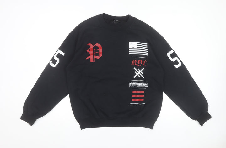New Look Men Black Graphic NYC 1984 Sweatshirt Medium Pullover
