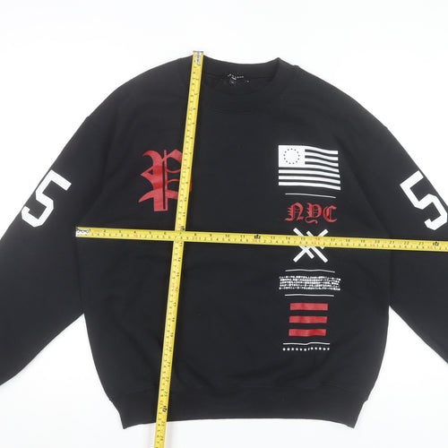 New Look Men Black Graphic NYC 1984 Sweatshirt Medium Pullover