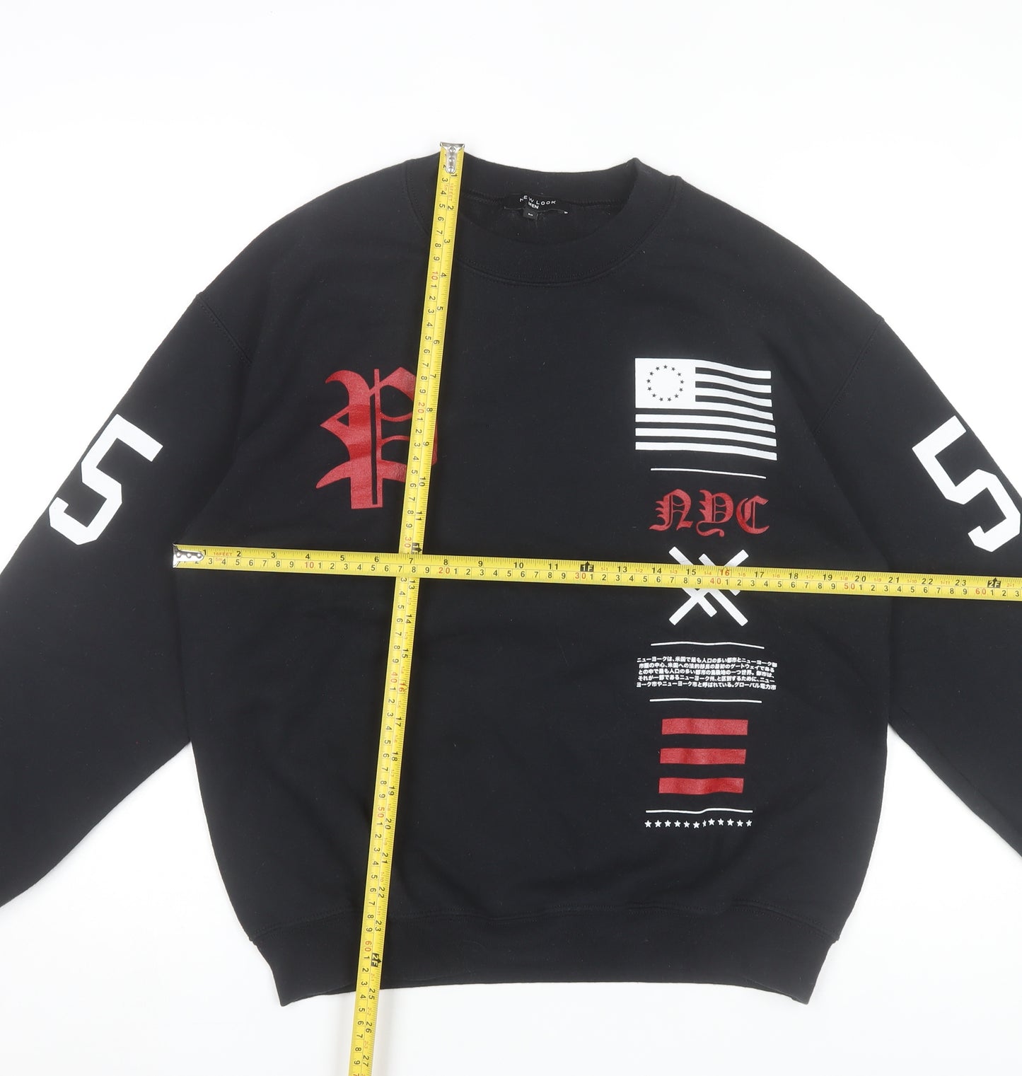 New Look Men Black Graphic NYC 1984 Sweatshirt Medium Pullover