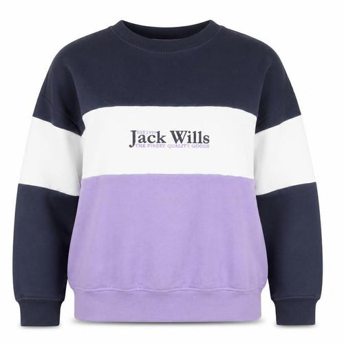 Jack Wills Womens Sweatshirt UK 10 Purple White Navy Cotton Blend