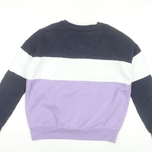 Jack Wills Womens Sweatshirt UK 10 Purple White Navy Cotton Blend