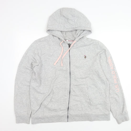 U.S. Polo Assn. Womens Grey Hoodie Jacket Size 16 Full Zip