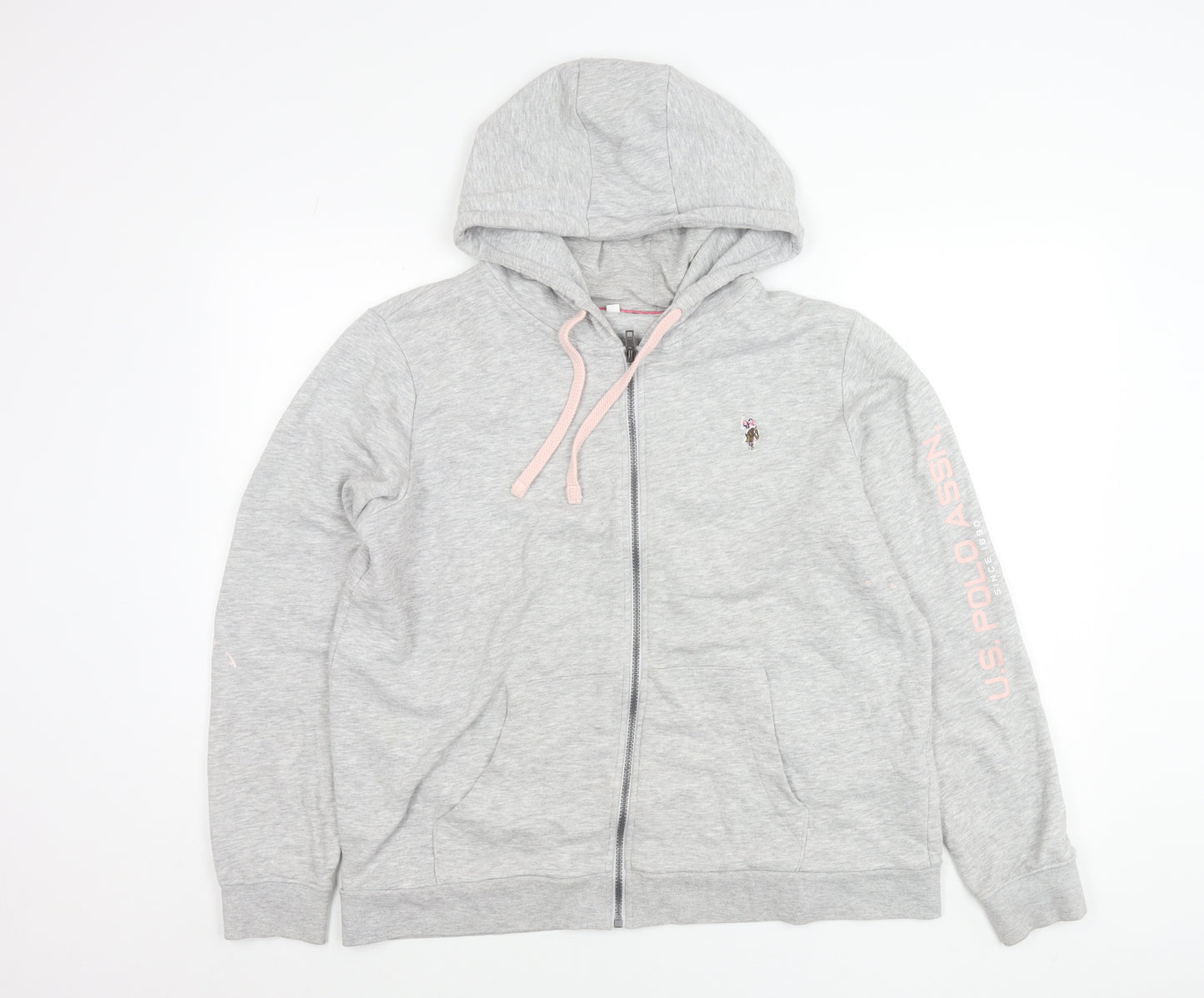 U.S. Polo Assn. Womens Grey Hoodie Jacket Size 16 Full Zip