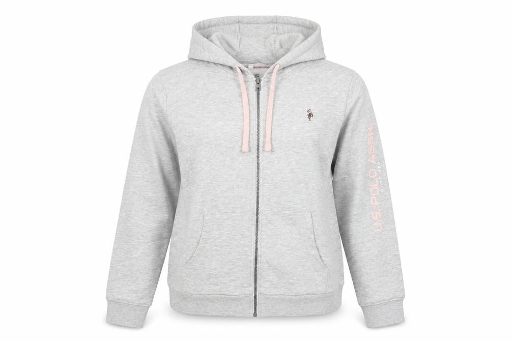 U.S. Polo Assn. Womens Grey Hoodie Jacket Size 16 Full Zip