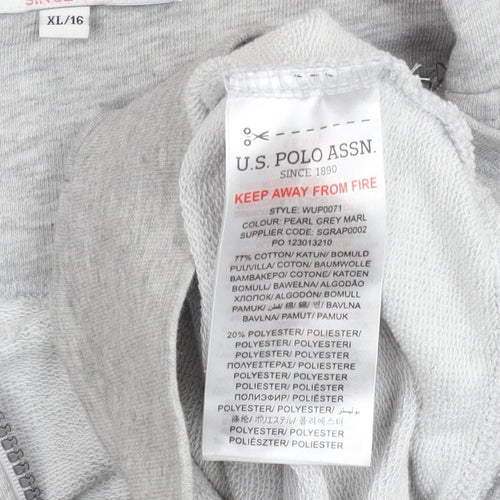U.S. Polo Assn. Womens Grey Hoodie Jacket Size 16 Full Zip