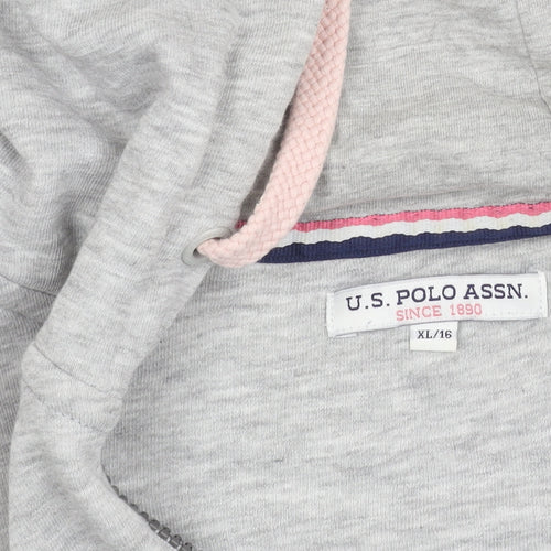 U.S. Polo Assn. Womens Grey Hoodie Jacket Size 16 Full Zip
