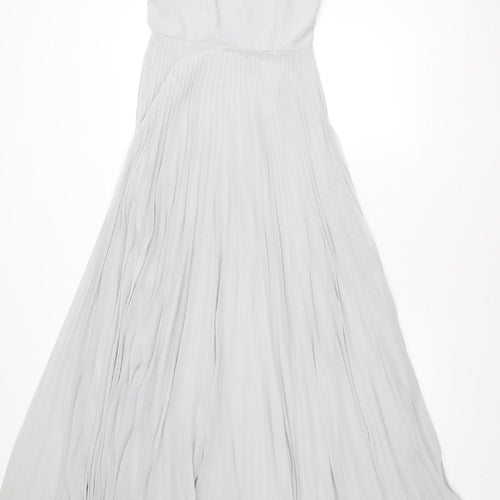 ASOS Women’s Grey Size 8 Midi Pleated Slip Dress V-Neck