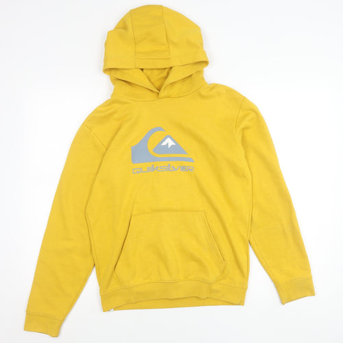 Quiksilver Boys Yellow Pullover Hoodie 14 Years Logo Graphic Surf Skate