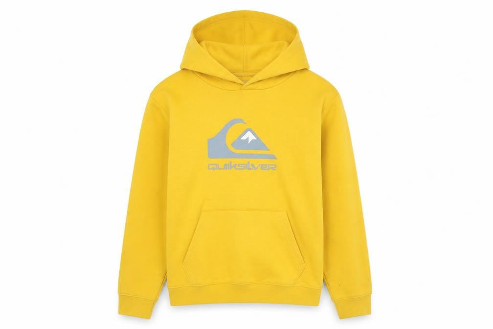 Quiksilver Boys Yellow Pullover Hoodie 14 Years Logo Graphic Surf Skate