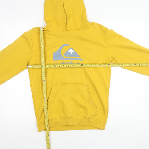 Quiksilver Boys Yellow Pullover Hoodie 14 Years Logo Graphic Surf Skate