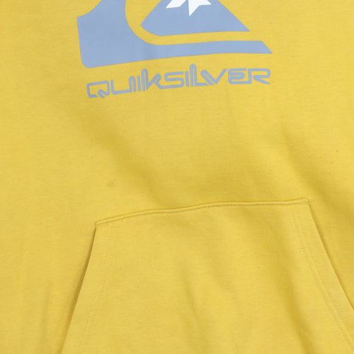 Quiksilver Boys Yellow Pullover Hoodie 14 Years Logo Graphic Surf Skate
