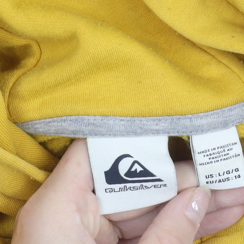 Quiksilver Boys Yellow Pullover Hoodie 14 Years Logo Graphic Surf Skate