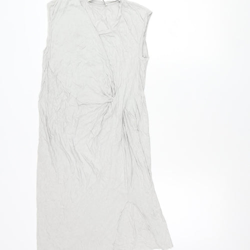 AllSaints Womens Grey Asymmetric Draped Midi Dress Size S