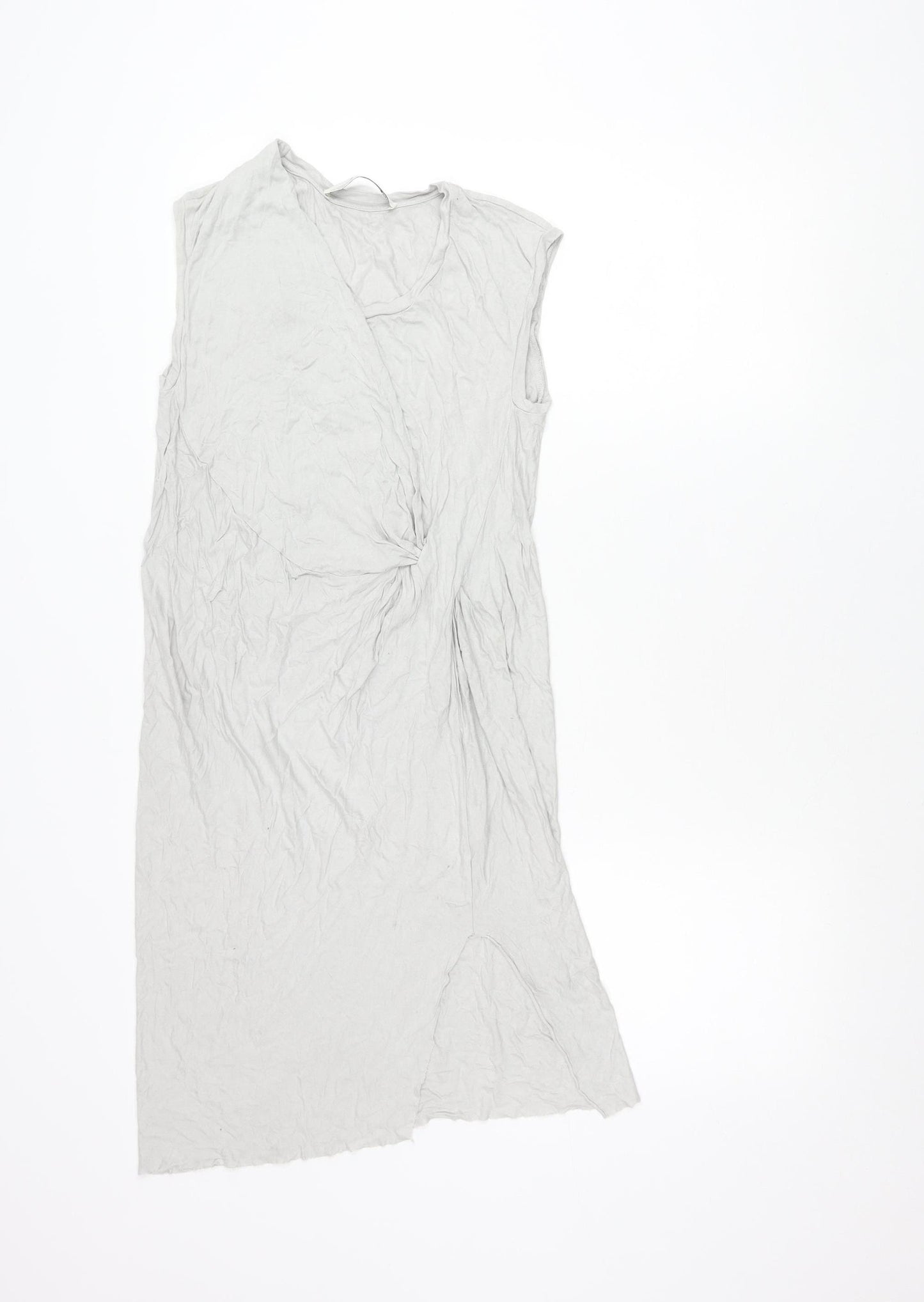 AllSaints Womens Grey Asymmetric Draped Midi Dress Size S
