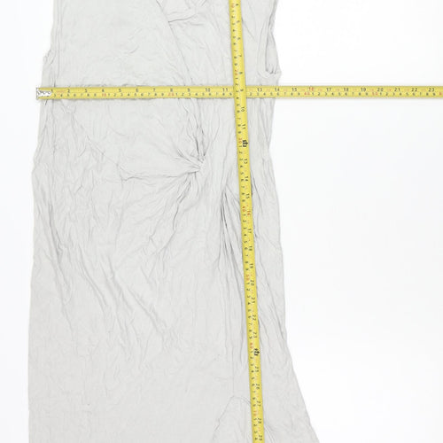 AllSaints Womens Grey Asymmetric Draped Midi Dress Size S
