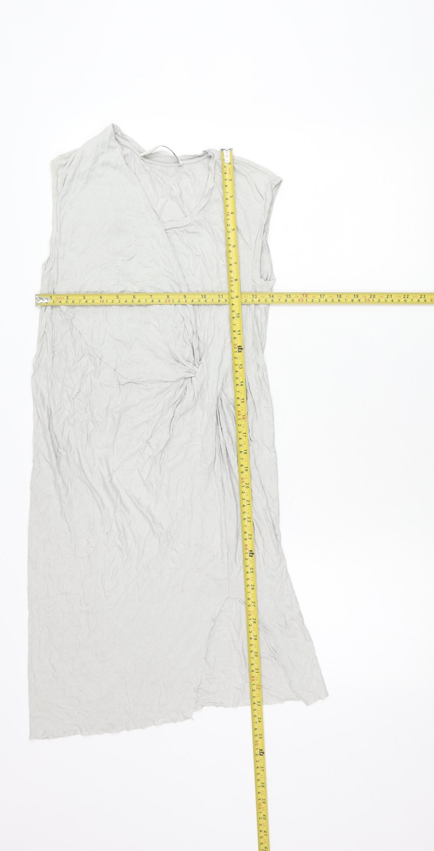 AllSaints Womens Grey Asymmetric Draped Midi Dress Size S