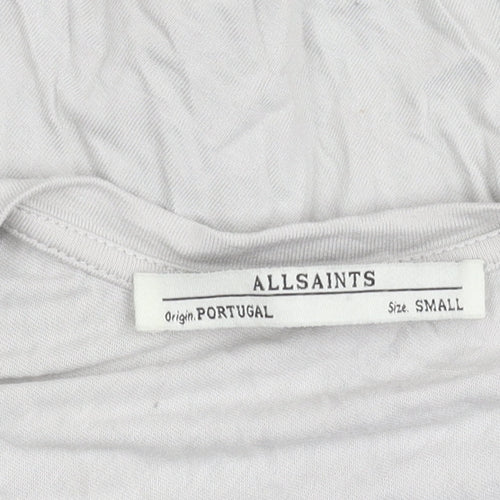 AllSaints Womens Grey Asymmetric Draped Midi Dress Size S