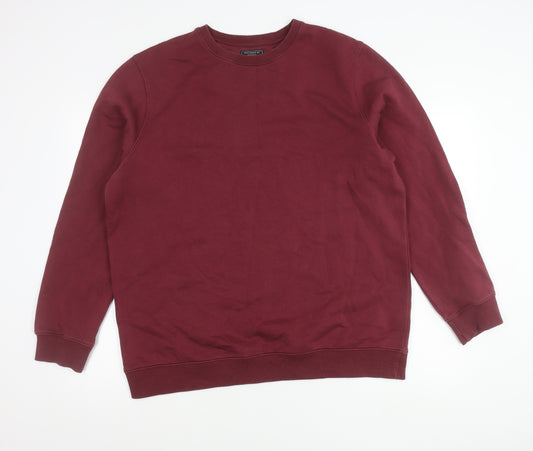Front view of F&F unisex adults red xl 44-46" pullover sweatshirt crew neck long sleeve