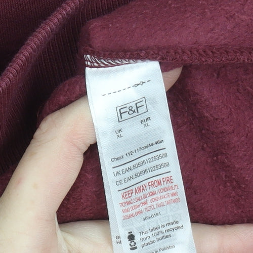 F&F Unisex Adults Red XL 44-46" Pullover Sweatshirt Crew Neck Long Sleeve