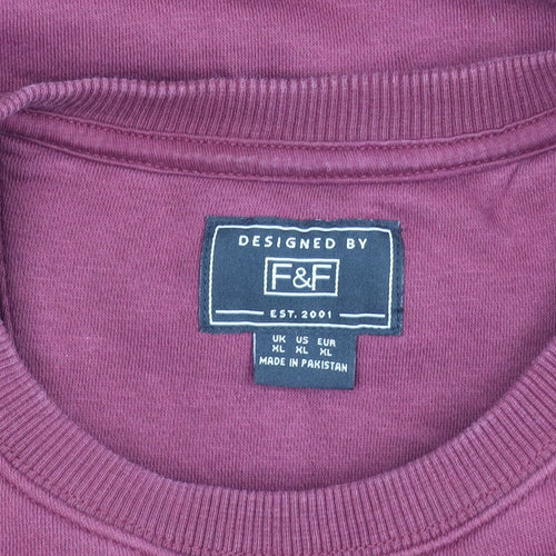 F&F Unisex Adults Red XL 44-46" Pullover Sweatshirt Crew Neck Long Sleeve