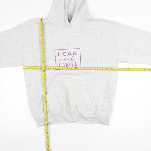 Gildan Unisex Adults Grey Pullover Hoodie M Graphic Print