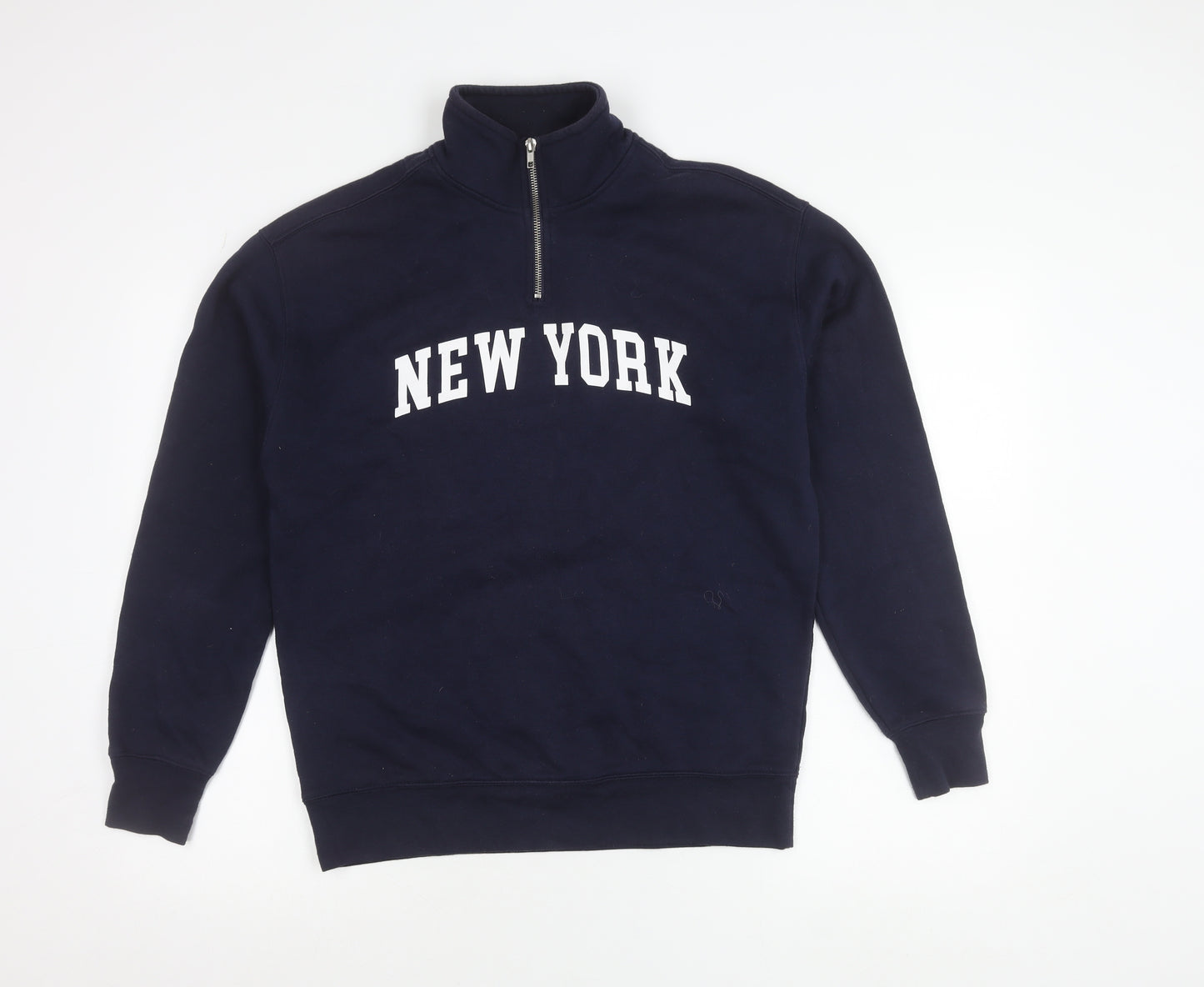 Primark Women’s Navy XS Sweatshirt 1/4 Zip New York Graphic