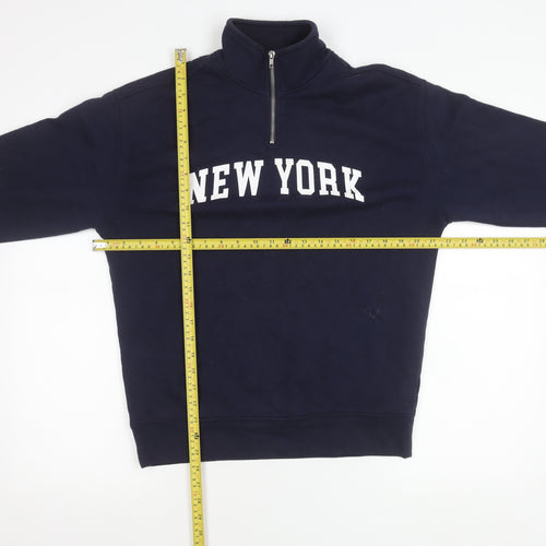 Primark Women’s Navy XS Sweatshirt 1/4 Zip New York Graphic