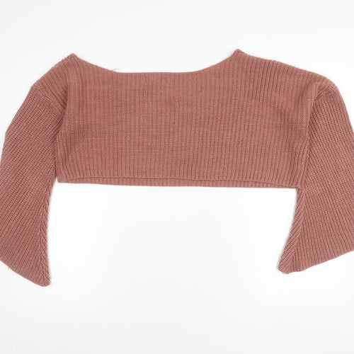 Missguided Women’s Pink Petite M/L Flared Sleeve Knit Jumper