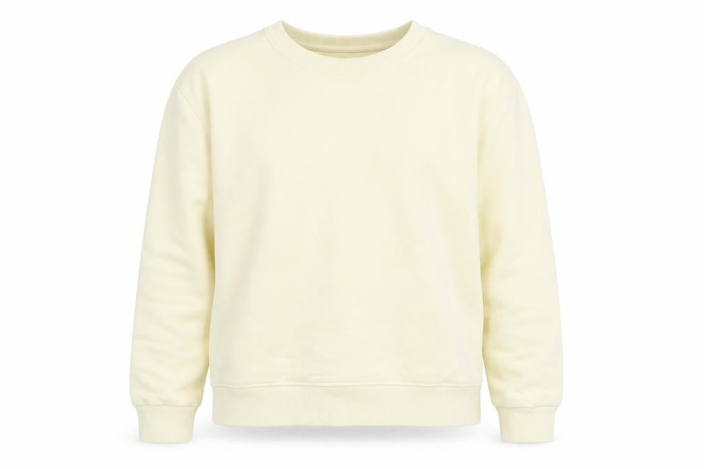 Front view of Zara Women Ivory Crew Neck Long Sleeve Pullover Sweatshirt, size L