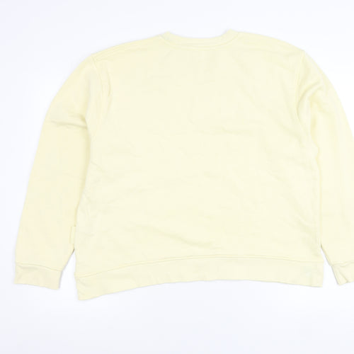 Zara Women Ivory Crew Neck Long Sleeve Pullover Sweatshirt Size L