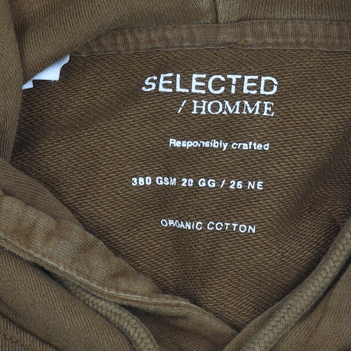 Selected Homme Men’s Brown Pullover Hoodie Size S Organic Cotton