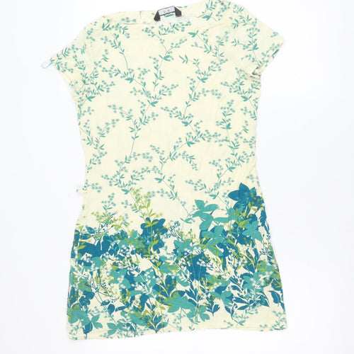 F&F Women’s Multicoloured Floral Tunic Blouse Size 12 Viscose Scoop Neck