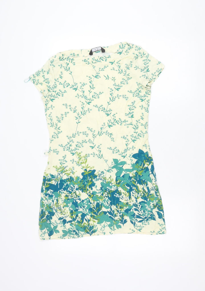 F&F Women’s Multicoloured Floral Tunic Blouse Size 12 Viscose Scoop Neck