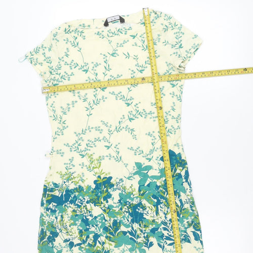 F&F Women’s Multicoloured Floral Tunic Blouse Size 12 Viscose Scoop Neck