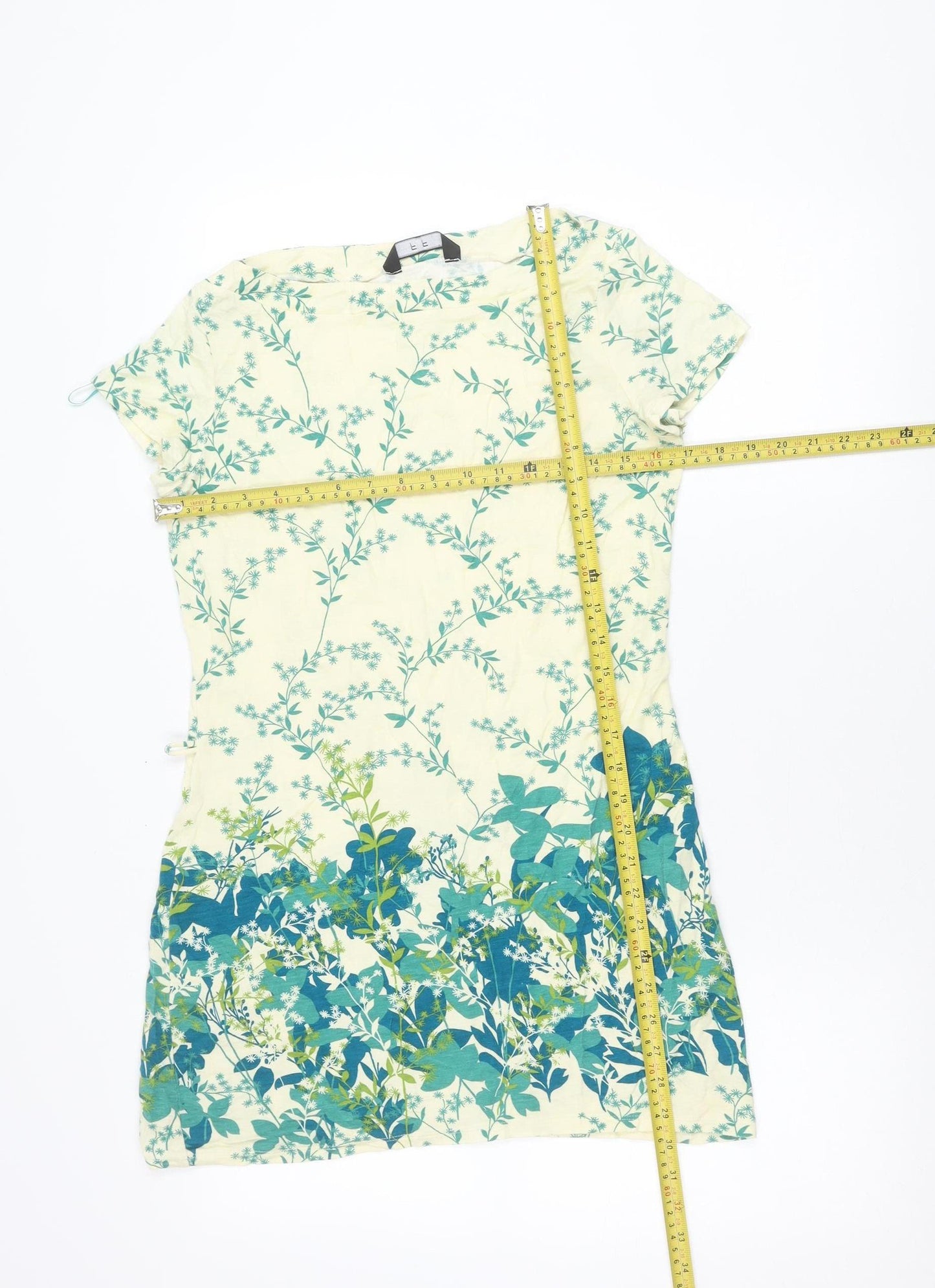 F&F Women’s Multicoloured Floral Tunic Blouse Size 12 Viscose Scoop Neck
