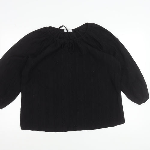 Papaya Women’s Black Size 14 Tunic Blouse 3/4 Sleeve Scoop Neck